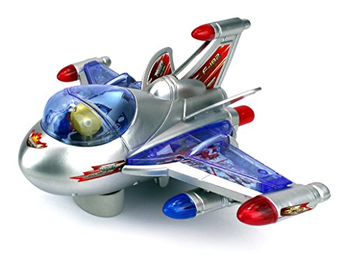Vivid F-182 Jet Battery Operated Bump and Go Toy Plane w/ Flashing Lights, Sounds (Colors May Vary) - Thumbnail 3