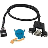 LEMENG 50cm Dual USB 2.0 A Female Panel Mount - 10P 0.1" Header Pitch Motherboard Cable