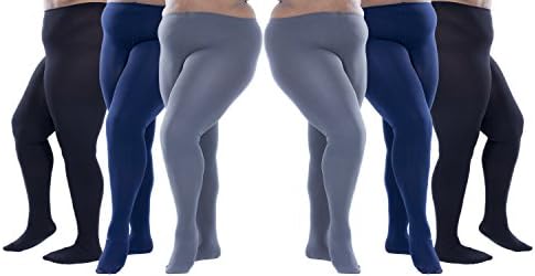 Zaftig Womens Plus Size Thermal Tights, Terry-lined Brushed Interior (1X-3X, 6 Pack Assorted)