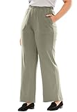 Women's Plus Size 7-Day Knit Petite Wide Leg Pant