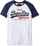 Superdry Men's Vintage Logo Raglan Tee, Optic/Princeton Blue, Small