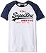 Superdry Men's Vintage Logo Raglan Tee, Optic/Princeton Blue, Small
