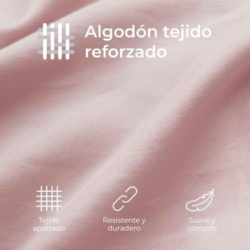 Funda Almohada 60x40 Algodón Reforzado (Pack de 2) - Rosa - Tela Apretada de 57 Hilos/cm² - Funda Almohada 40 x 60 - Certificación Oeko Tex - Dreamzie