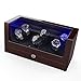 TRIPLE TREE Watch Winder, with Soft and Flexible Watch Pillows, Six Winding Spaces, Wooden Shell, Powered by Japanese Motor, Built-in Blue LED Illumination, for Automatic Watches (Wood Brown)