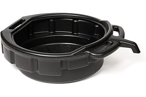 WirthCo 32953 4-Gallon Oil Change Drain Pan, Car Oil Container, Ideal For Automotive / Motorcycle, Drain Safely, 6 1/2" High by 18" Wide, Black - Made in USA