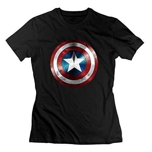 BEVH-Womens-Captain-America-Shield-Logo-Tshirt-Cool-Black