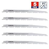 WORKPRO 5-Piece 9-Inch Wood Pruning Reciprocating Saw Blade Set, 5TPI, CR-V Steel Sawzall Replacement Blade Kit for Bosch, Black & Decker, Makita,Dewalt