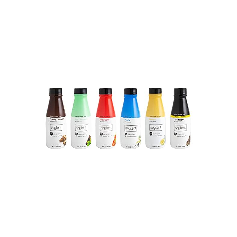Soylent Complete Nutrition Gluten-Free Vegan Protein Meal Replacement Shake Sampler Pack, 14 Oz (Pack of 6)
