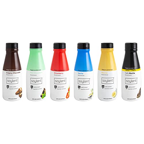 Soylent Complete Nutrition Gluten-Free Vegan Protein Meal Replacement Shake Sampler Pack, 14 Oz (Pack of 6)