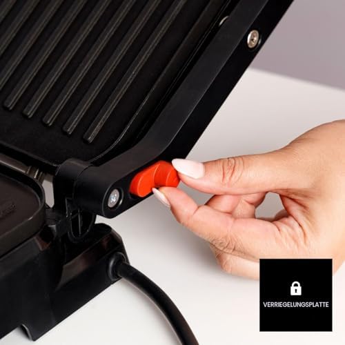 - Grill 2600W, 2-in-1 Grillplatte, 180° Öffnung, Thermostat, Antihaft