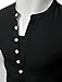 Doublju Mens Henley T-shirts with Short Sleeve BLACK (US-M)