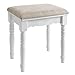 SONGMICS Vanity Stool, Comfortable Dressing, Padded Cushioned Bench with Rubber Wood Legs, Capacity 286lb, Easy Assembly, , White With Floral