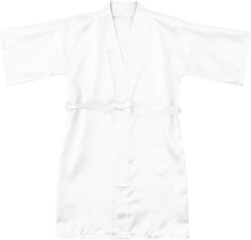 Kasien Toddler Baby Kids Girls Solid Silk Satin Kimono Robes Bathrobe Sleepwear Clothes
