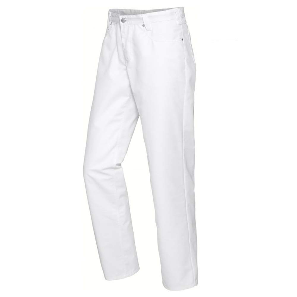 BP 1758-558-0021-2XLn Unisex Jeans Style Trousers with Adjustable Elasticated Back, 65% Cotton, 30% Polyester, 5% Elastane, White, 2XLn Size
