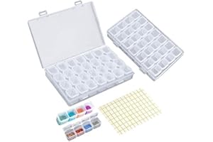 Terokota 2Pack 28Grids Diamond Painting Bead Boxes, Diamond Art Organizer Storage Containers, Embroidery Diamond Painting Case with 112PCS Label Stickers