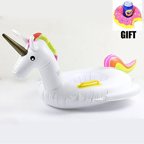 Loveyikee Inflatable Float Swimming Seat Boat Raft Unicorn Swim Ring Perfect for Summer Play Beach Toys for Baby Kids (White)