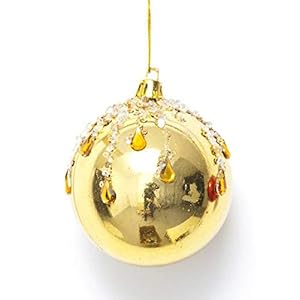 Exclusieve kerstbal met strass-steentjes, 8 cm, goud 24/288