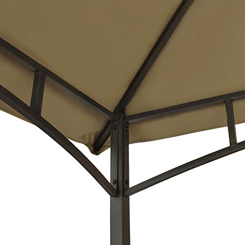 Keymaya 8'x5' Grill Gazebo Shelter for Patio and Outdoor Living BBQ Shelter Tent, Double Tier Soft Top Canopy and Steel Frame with Bar Counters, Bonus LED Light (Khaki)