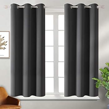 BGment Blackout Curtains for Bedroom - Grommet Thermal Insulated Room Darkening Curtains for Living Room, Set of 2 Panels (38 x 45 Inch, Dark Grey)