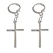 Unisex S925 Sterling Silver plated Jesus Christ Smooth Cross Charm Women Dangle Hoop Earrings