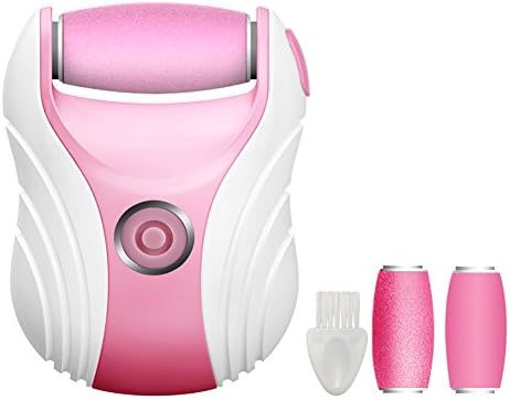 Foot File Electric Callus Remover Foot File Tool Pedicure Callus Shaver, Rechargeable with 2 Rollers Micro Pedi Foot Sander Heel Smoother Buffer (Pink)