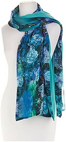 Carol Brodie Accessorize Your Life "Secret Garden" Reversible Scarf ~(shades of teal)