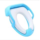 Children Kid Size Toddler Potty Training Seat for Boys & Girls - Includes Soft Seat, Handles- Easy to Clean, White/Blue
