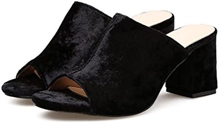GAOLIXIA Womens Ladies High-Heeled Shoes Suede Mules Peep Toe Flip Flops Platform Sandals Casual Shoes Chunky High Heel Glamorous Pumps Apricot Black