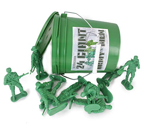 Well Pack Box Green Bucket of 24 Giant Army Men Tall Action Figures Soldiers Perfect for Sandbox Bathtub Party
