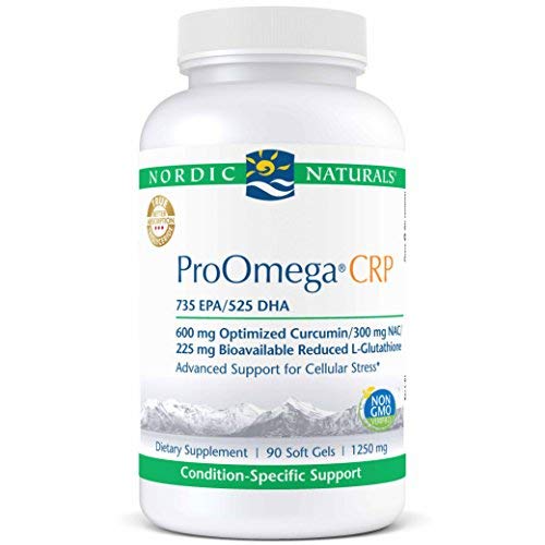 Nordic Naturals ProOmega CRP - 735 mg EPA, 525 mg DHA, Fish Oil, 600 mg Curcumin, 225 mg L-Gluathinone, 300 mg NAC, Advanced Support for Cellular Stress*, 90 Soft Gels