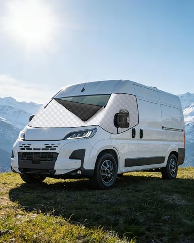 OlaVeg Ducato Sun Visor Cover Camping Car Thermal Insulation Ducato Waterproof with Zippers for P-eugeot Boxer C-itroen Relay X250/290