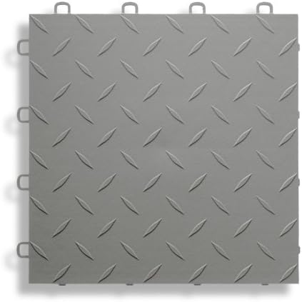 BlockTile B1US4627 Garage Flooring Interlocking Tiles Diamond Top Pack, Gray, by BlockTile
