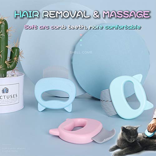 Leos Paw Pet Cat Hair Removal Massaging Shell Comb Comfy Deshedding Brush for Grooming and Shedding Short Hair Dog Hair Remover Massage Comb Slicker Hair Removal Cleaning Undercoat Brush Tool (Green)
