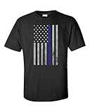 Police Blotter Mens Thin Blue Line Vertical Flag Black T-Shirt / Support Law Enforcement