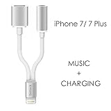 iPhone 7 Lightning to 3.5mm Audio Charge Earphone Jack Adapter Cable- Betteck Lightning Charging Port (No Music Control) for the iPhone 7 7 Plus 6S 6 iPod iPad (Silver)