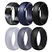 Harky Homn Silicone Wedding Ring for Men, 6 Packs Silicone Rubber Wedding Bands Breathable Silicone Ring - 8.7 mm Wide(Black, Dark Gray,Light Dray,Blue,Camo Colors)