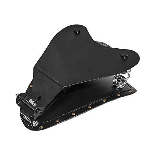 Senkauto Motorcycle 3" Leather Rivet Solo Seat Spring Mounting Brackets Kit For Harley Sportster XL 883 1200 48 Dyna Bobber Chopper (Black) - Thumbnail 4