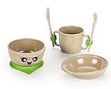 Cutest Ever Eco-Friendly Dinner Ware for Babies and Toddlers. Made with Rice Husks and No Plastic. (plate, bowl, cup, spoon, fork and non slip mat)