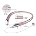 Bluetooth Headphones Wireless Headset Retractable Stereo Neckband Earbuds with Mic (12 Hours Play Time, Bluetooth 4.1, Noise Canceling, Rose)