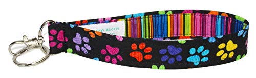 Colorful Paw Prints Key Fob - Colorful Key Chain - Dog Lover Gift - 6" Loop - Wallet or Purse Strap
