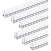 Barrina 6 Pack LED T5 Integrated Single Fixture, 4FT, 2200lm, 3000K (Warm White), 20W, Utility Shop Lights, Ceiling and Under Cabinet Light, ETL Listed, Grow Light with Built-in ON/Off Switch
