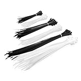 250pc Cable Ties 6+8+12-Inch Self-Locking Assorted Nylon Zip Wire Tie-Wrap in Black & White (Combo Pack) by EXHEED