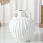 Anding Large Ceramic Rustic Vase 6 inch Minimalist Decorative Farmhouse Tall Vase for Home Decor Living Room Shelf Decor Enterway Wedding Table DecorationWhite(A357White)