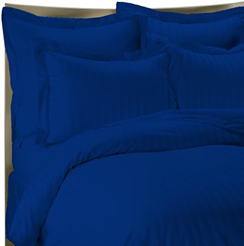 Bed Alter Sheet Set 600TC Thread Count Egyptian Cotton Striped Sheet Set Flat Sheet, 2 pillowcase and Fitted Sheet with 18 inch 18" deep pocket ( Full XL Egypt Blue )