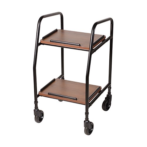 DMI Adjustable Height Rolling Utility Serving Tray Portable Table Food Cart Trolley, 2 Level Trays, 4 Wheels, Black and Silver