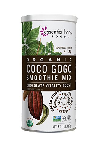 Essential Living Foods Organic Coco Gogo Smoothie Mix, With Cacao, Lucuma, Mesquite, Coconut Sugar, Guarana, Caffeine, Vegan, Superfood, Non-GMO, Gluten Free, Kosher, 11 Ounce Tin (Best Foods For Smoothies)