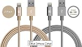 LAX Gadgets Braided Lightning iPhone Charger Cord for iPhone 6s / 6s Plus / 6 / 6 Plus / 5s / 5c / 5 / iPad Air 2 / Air / Mini 4/3/2/Pro - Gold/Gray