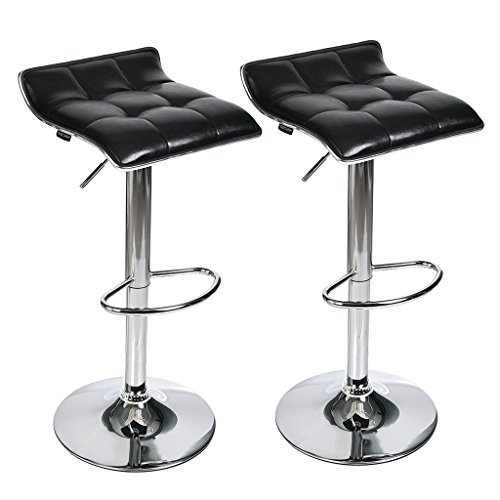Adjustable Swivel Barstools, PU Leather with Chrome Base, Counter Height Hydraulic Pub Chairs, S ...