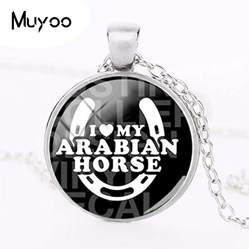 Davitu Pendant Necklaces - 2018 New I Love My Arabian Horse Pendant Equestrian Vaulting Club Necklace Silver Glass Art Picture Pendants Round Jewelry HZ1 - (Metal Color: 4, Main Stone Color: Silver)
