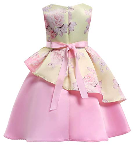 AYOMIS Litter Big Girl Dress Princess Gowns Bow Party Wedding Dresses(Flower-Yellow 2-3Y)